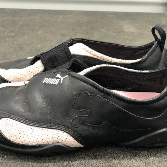puma black leather shoes womens